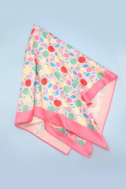 FRUIT PRINT SILKY FEEL BANDANA SCARF