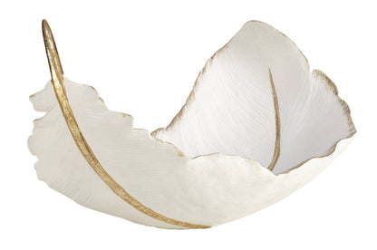 UMA Home Decor - Glam or Traditional Decorative Bowl - White, Gold