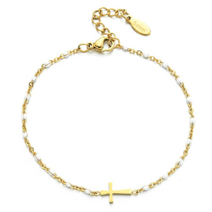 JOSSLYN de wall to wall - PULSERA CON CRUZ DE ACERO INOXIDABLE DE 18 QUILATES SIN DESLUSTRACIÓN | 40B5176