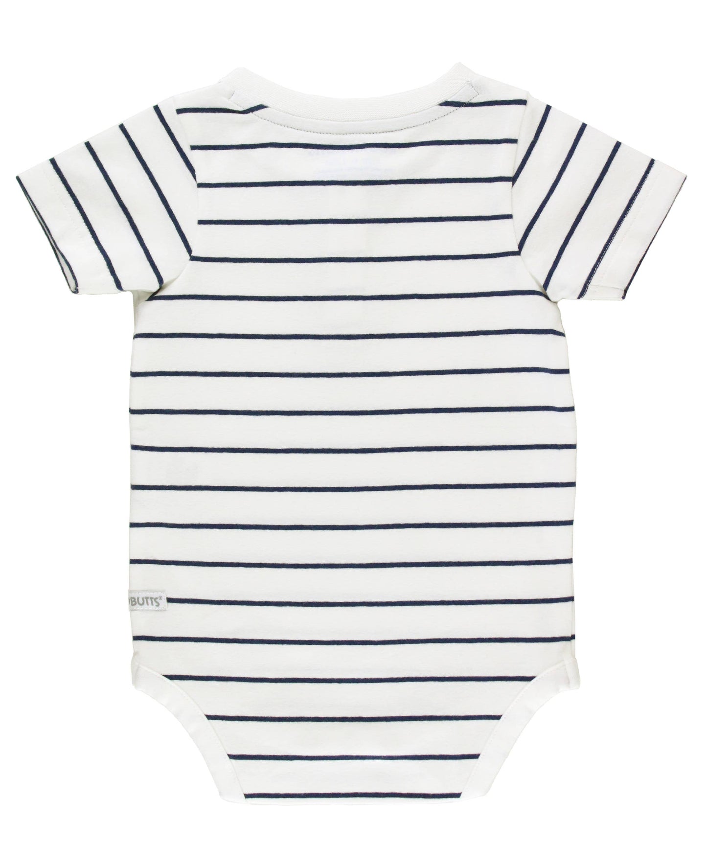 Baby Boys White & Navy Stripe Short Sleeve Henley Bodysuit: Blue
