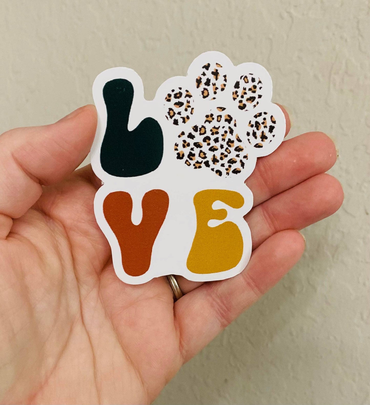 Oily Graphic Creations - Paw Print Love Sticker/Magnet- Dog Parent