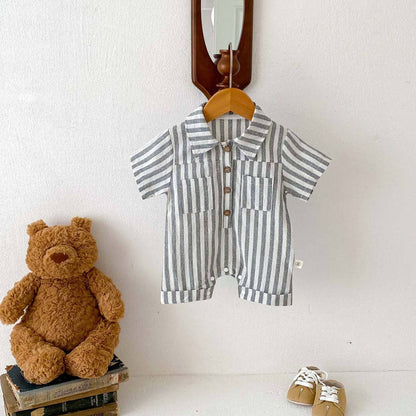 Short Sleeved Striped Romper