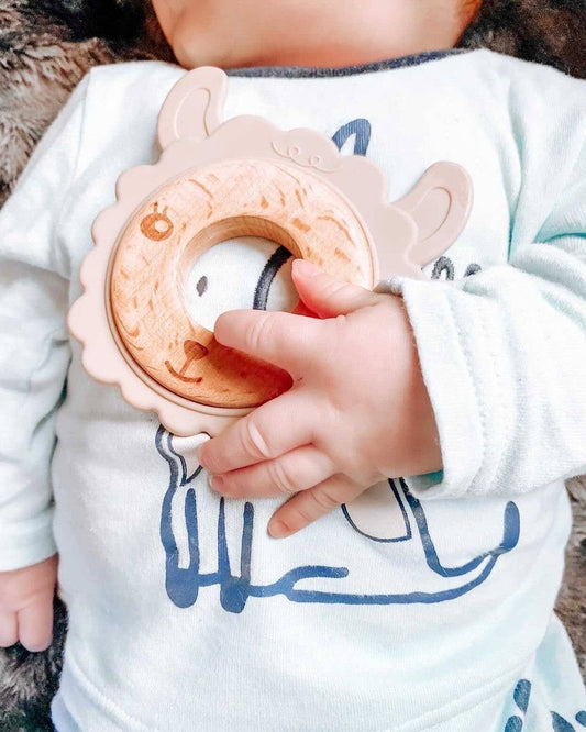 Llama Teether Ring Wood and Silicone