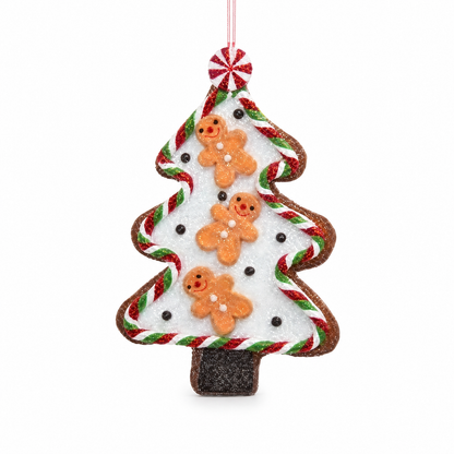 Candy and Gingerbread Tree Cookie Ornament, Gingerbread Men design: three little gingerbread men down the front