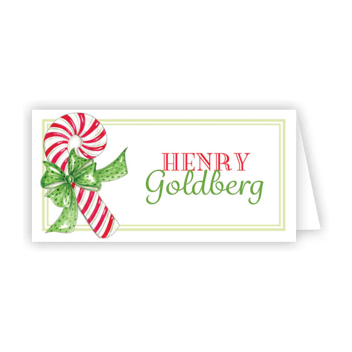 Red and Green Striped Candy cane Place Cards