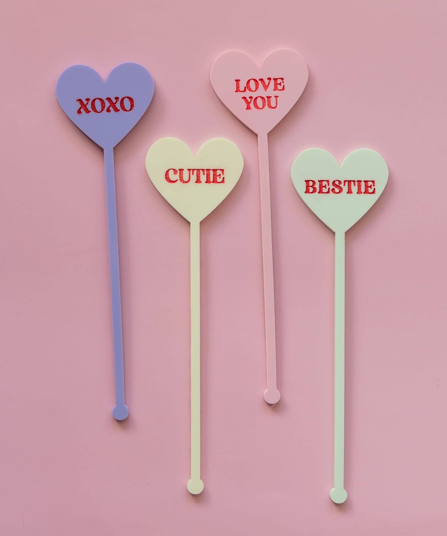 Retro Conversation Heart Drink Stirrers