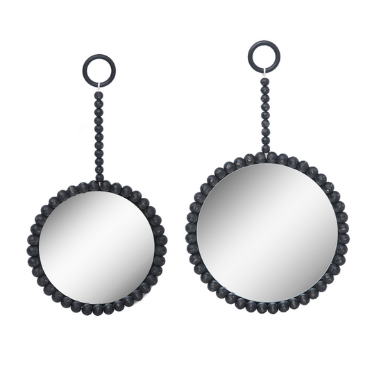 Black Beaded Wall Mirror -2 pc. set