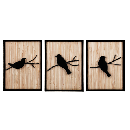 Framed Birds on Branch Wall Decor with Natural Woven Sold Separately
