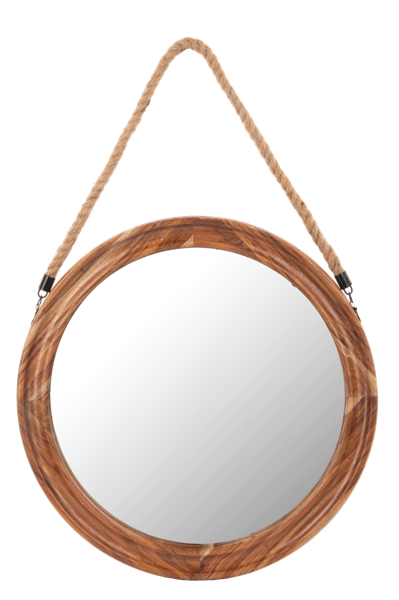 Round Wall Mirror with Rope Hanger