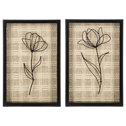 Layered Wirework Flower on Natural Woven Background Wall Decor