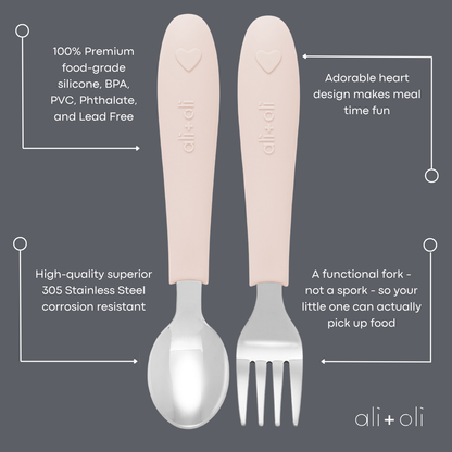 (6pc) Toddler Utensils Set - Stainless Steel (Heart)