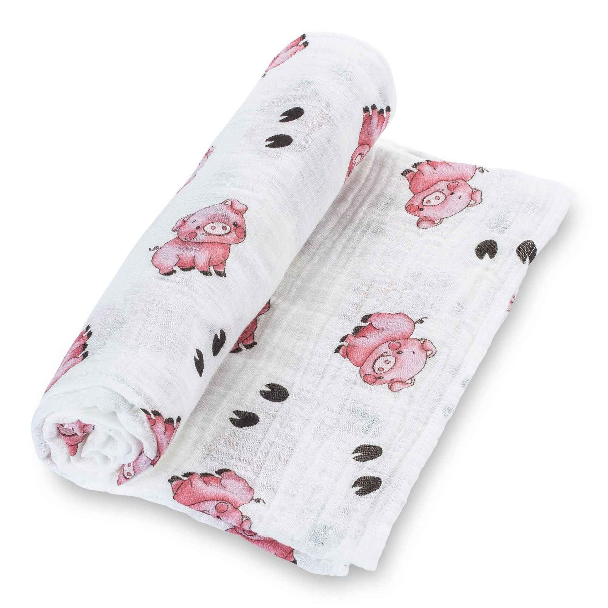 LollyBanks - Oink Oink Baby Muslin Swaddle Blanket