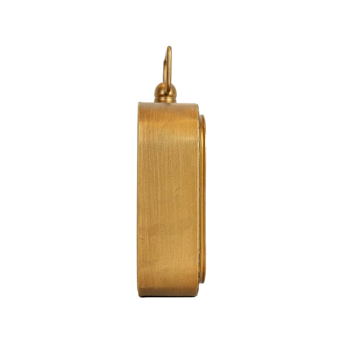 Rounded Brass Tabletop Clock With Handle And Glass