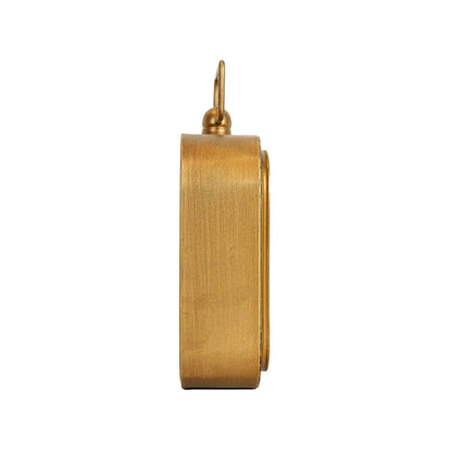 Rounded Brass Tabletop Clock With Handle And Glass