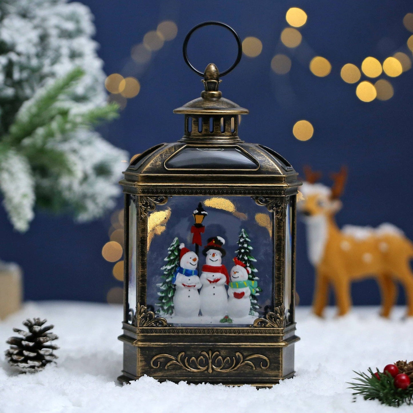 Christmas Vintage Snow Globe Lantern