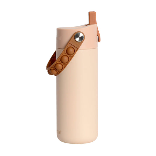 Fidget Handle Kids Stainless Bottle 18oz Beige