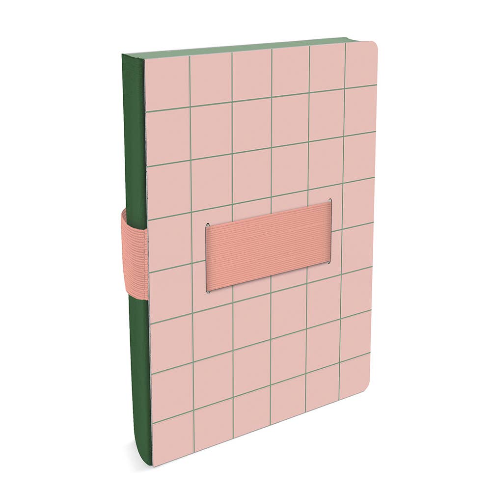 Peach & Green Grid Casey Notebook with Phone Loop