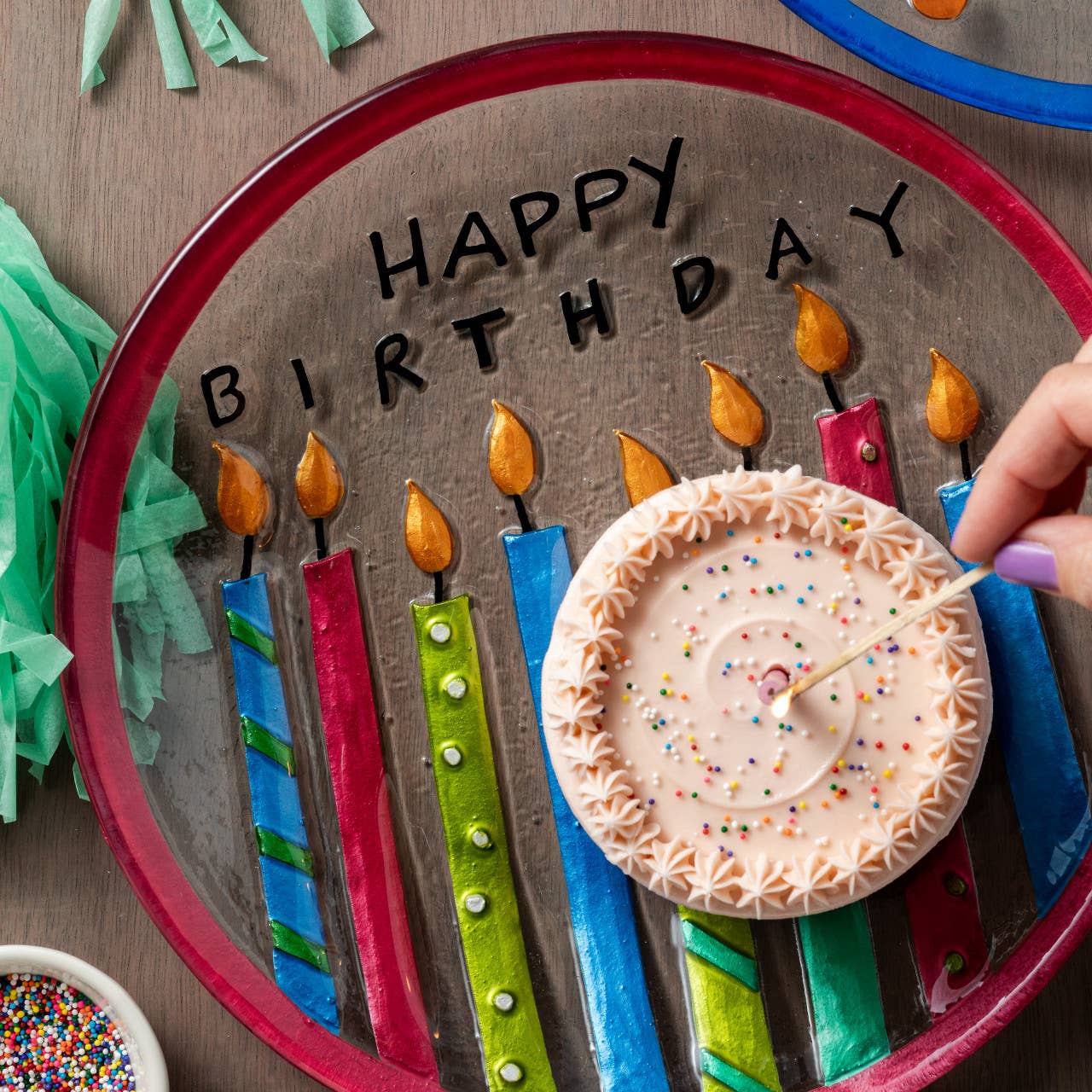 Birthday Candles Round Plate - Thumbnail 2