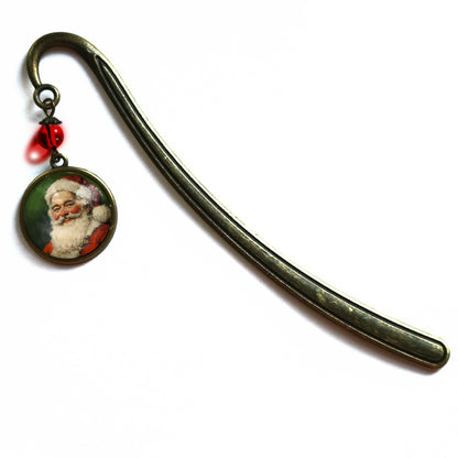 Marcapáginas navideño de latón de Papá Noel victoriano