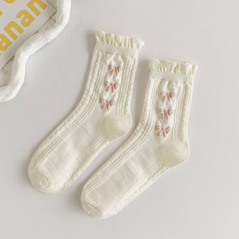 Calcetines blancos con borde enrollado para mujer