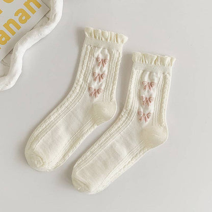 Calcetines blancos con borde enrollado para mujer