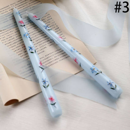 Velas Meta - Vela navideña sin humo de tallo largo con estampado floral de 25 cm