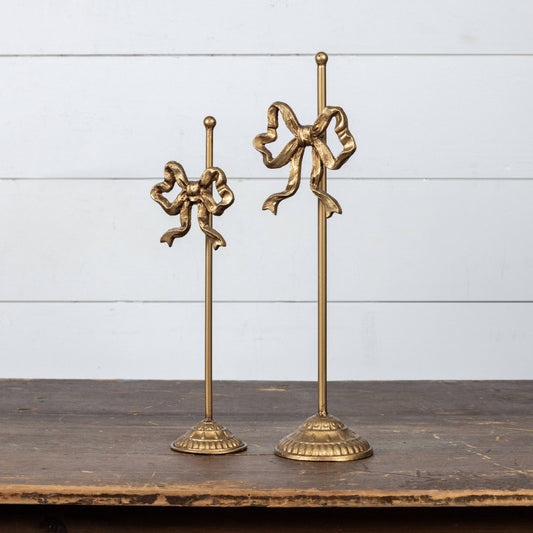 Ragon House - 15.25" GOLD WREATH STAND W/ BOW