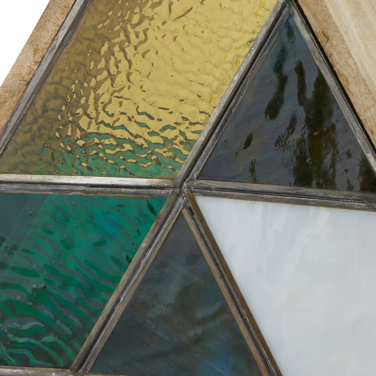11"H Stained Glass Triangle Shade Wood Base Accent Lamp