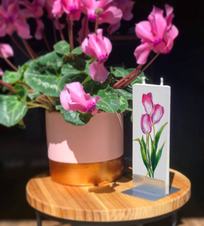 Flat Handmade Candle-Red Tulips