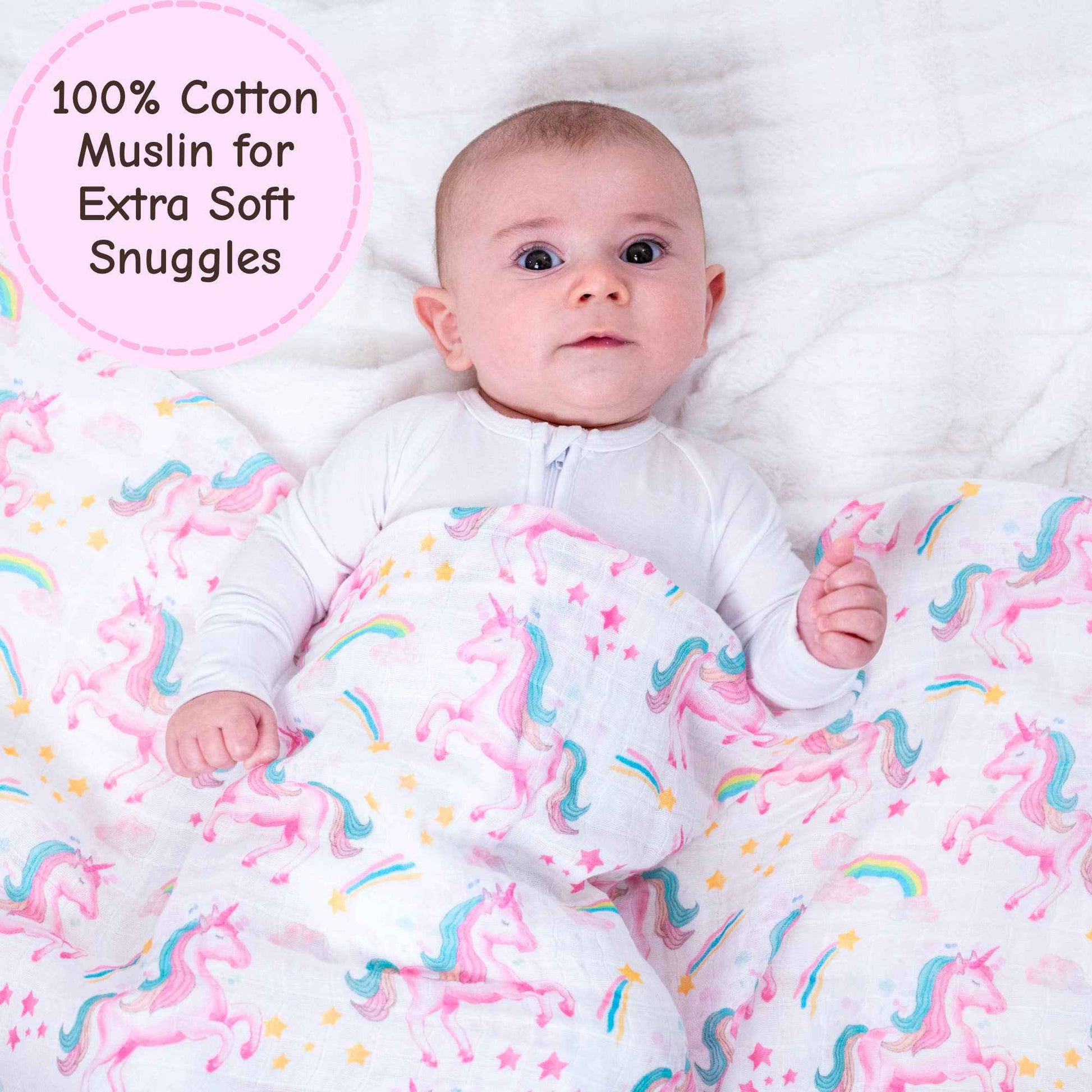 LollyBanks - Unicorn Crew Baby Muslin Swaddle Blanket