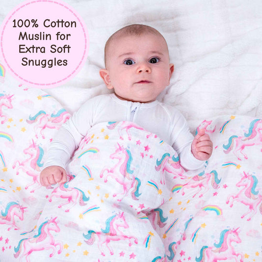 LollyBanks - Unicorn Crew Baby Muslin Swaddle Blanket