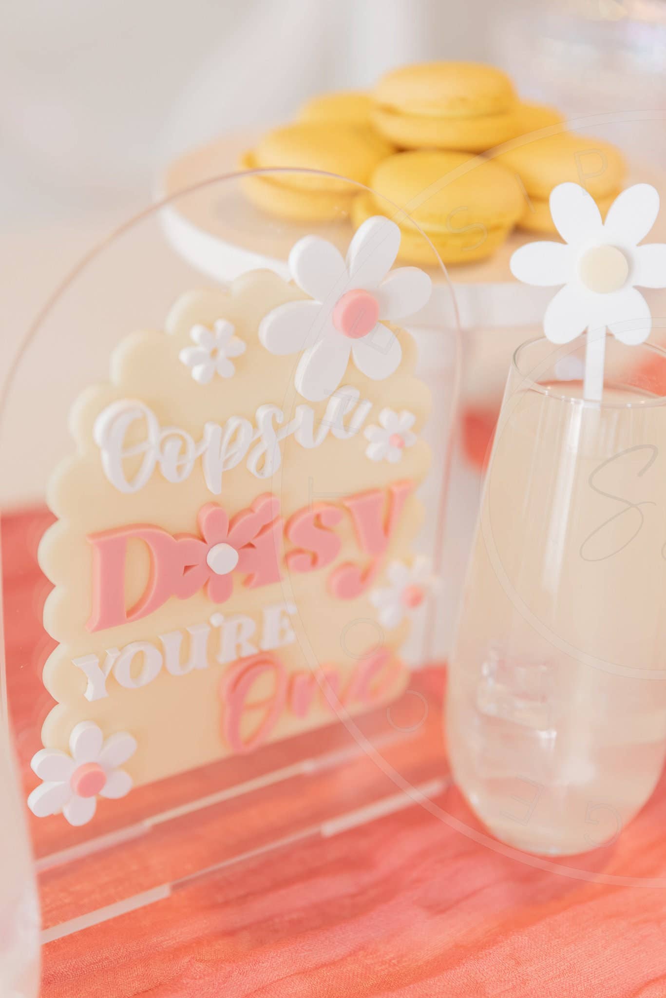 3D Daisy Layered Drink Stirrers Set of 5 Swizzle Sticks