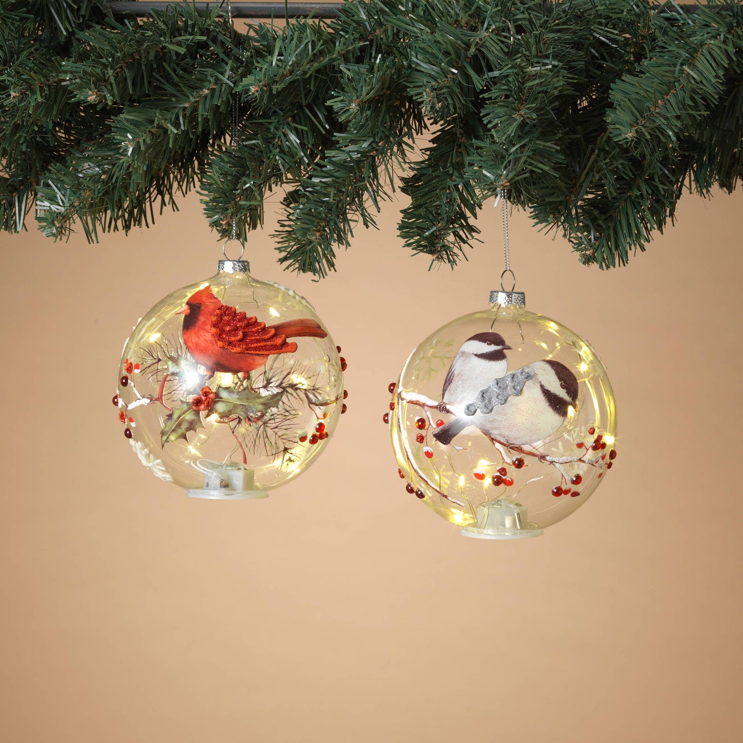 Lighted Glass Holiday Bird Design