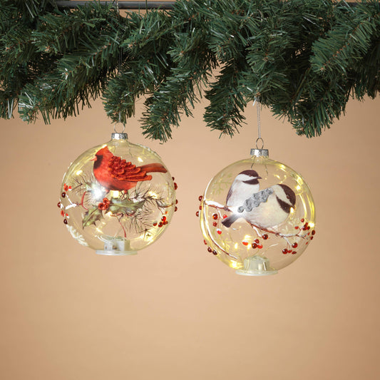 Lighted Glass Holiday Bird Design