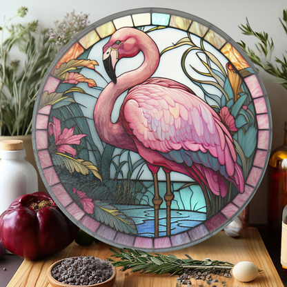 Flamingo Glass Charcuterie Board 8 - Inch