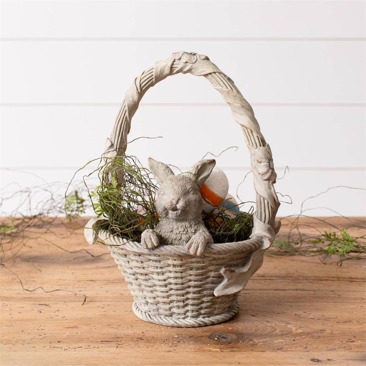 Bunny In Easter Basket -  Cement Finish