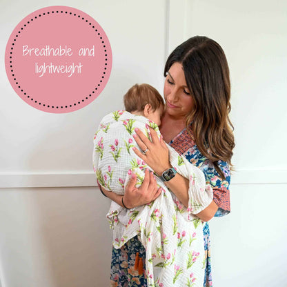 LollyBanks - Tulip Garden Baby Muslin Swaddle Blanket