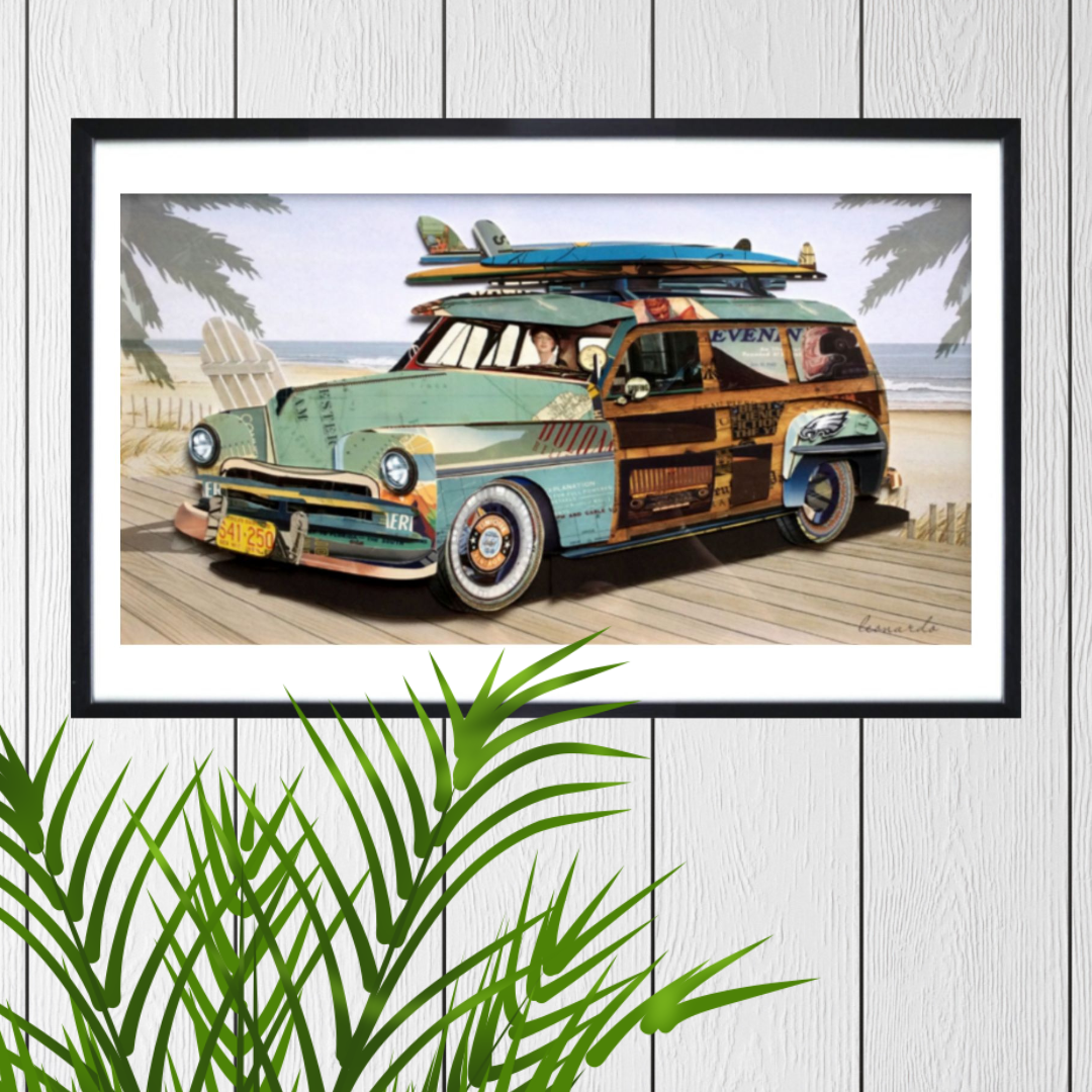3D Collage Art | Surf's Up Woody (36"x24")