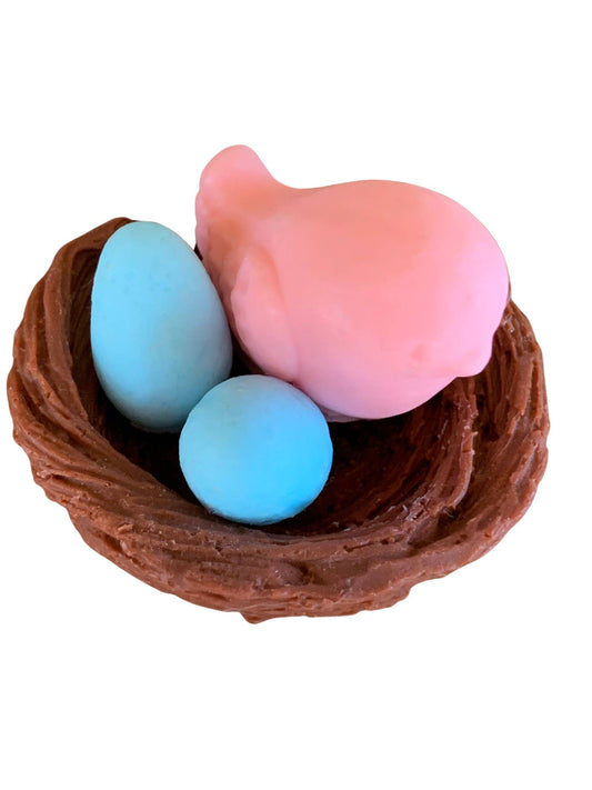 Bird Nest with Mother Bird and two baby eggs bar of soap