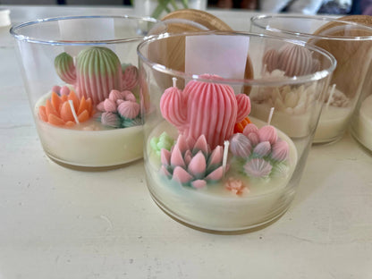 The Succulent Scented 3 Wick Cactus Candle Jar