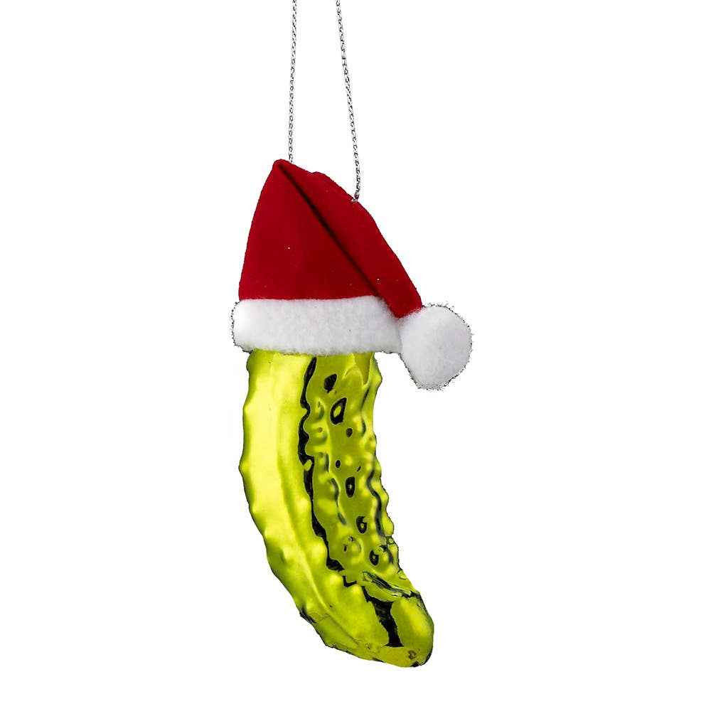 4.25"NOBLE GEMS PICKLE IN SANTA HAT
