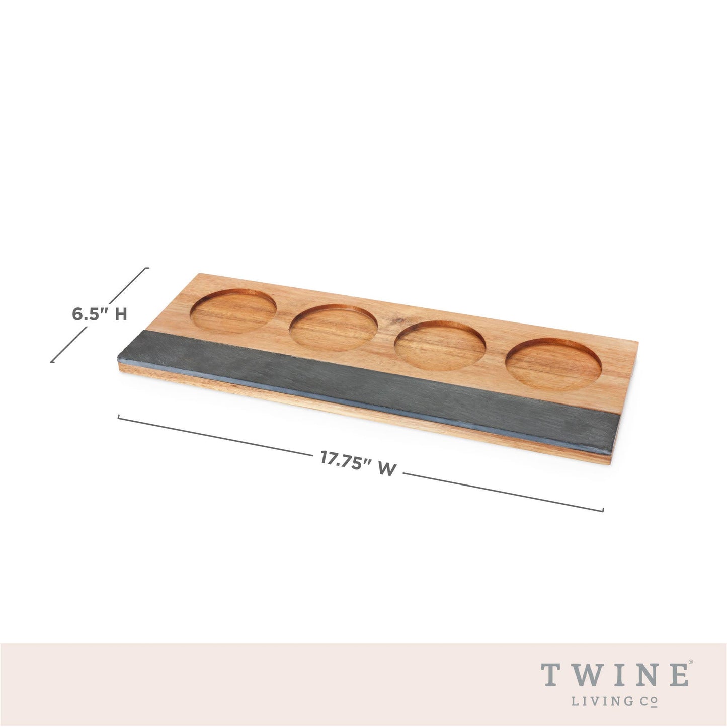 Acacia and Slate 4 Glass Wine Flight Board Includes Chalk