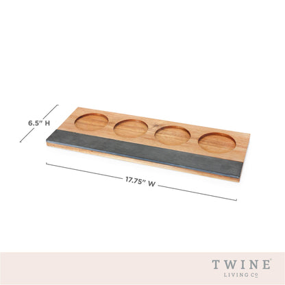Acacia and Slate 4 Glass Wine Flight Board Includes Chalk