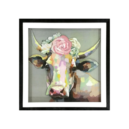 3D Collage Art | Cow (26"x26")