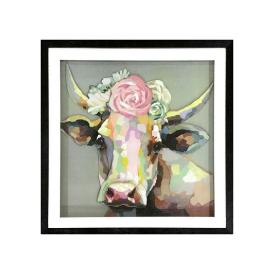 3D Collage Art | Cow (26"x26")