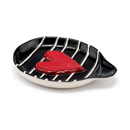 Reposacucharas de corazón rojo