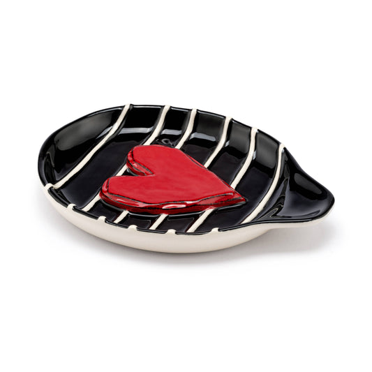 Reposacucharas de corazón rojo
