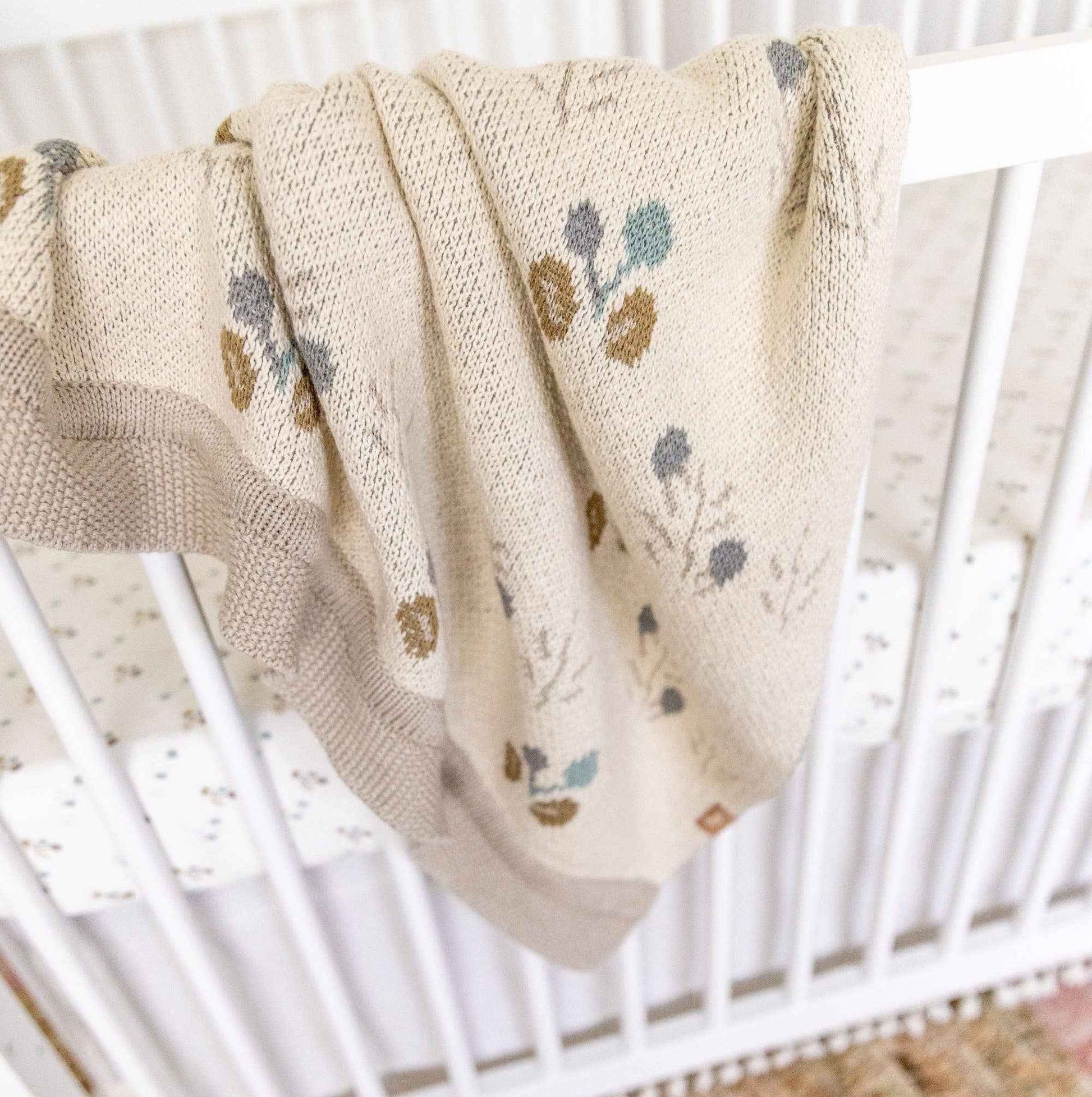Crane Baby - Avery Organic Cotton Knitted Baby Blanket (Poppy)