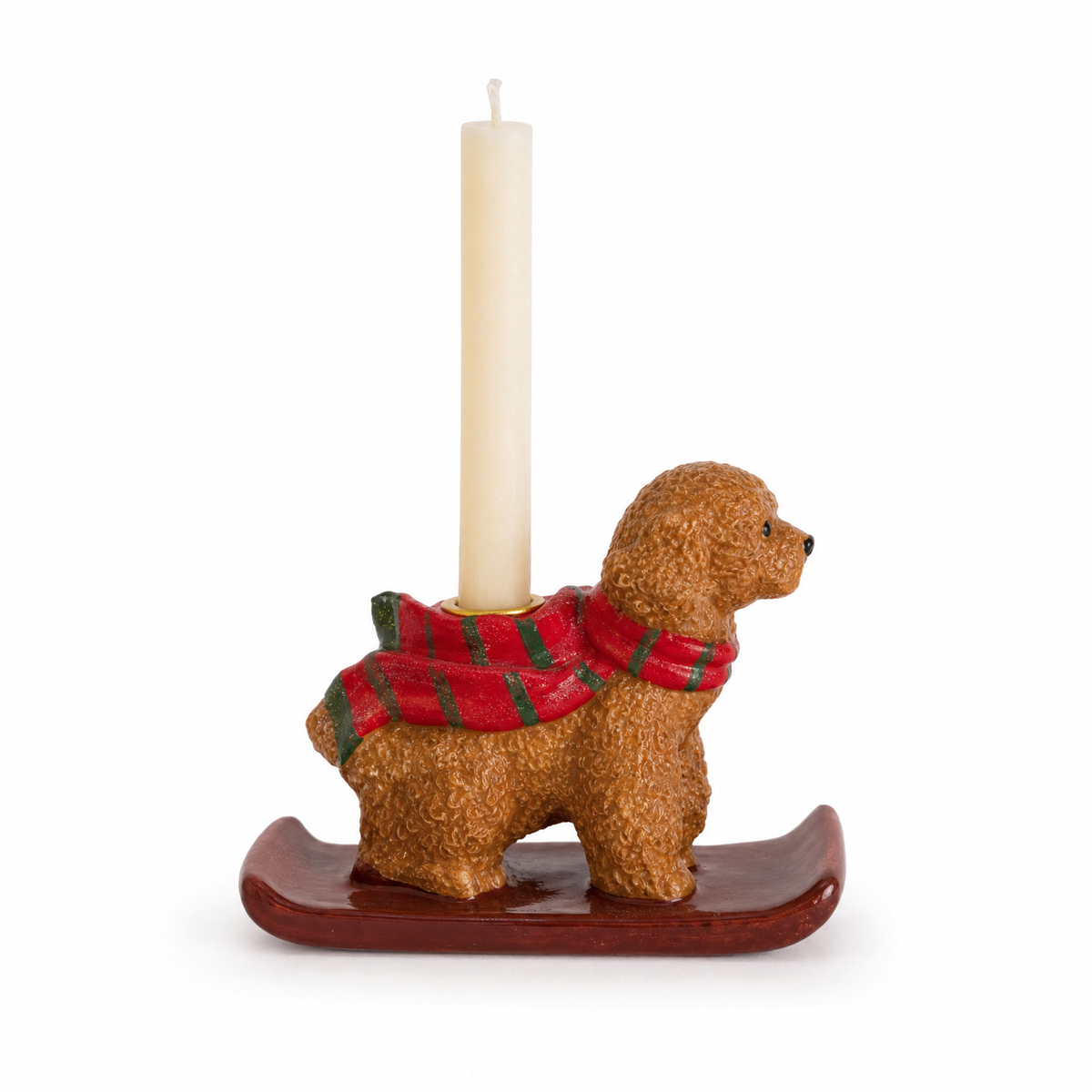 Ceramic Christmas Dog Taper Candle Holder, Poodle design: 6 x 2 x 4.5 inches tall, Golden: 6.5 x 2 x 5 inches tall, Lab: 6 x 2 x 4.5 inches tall