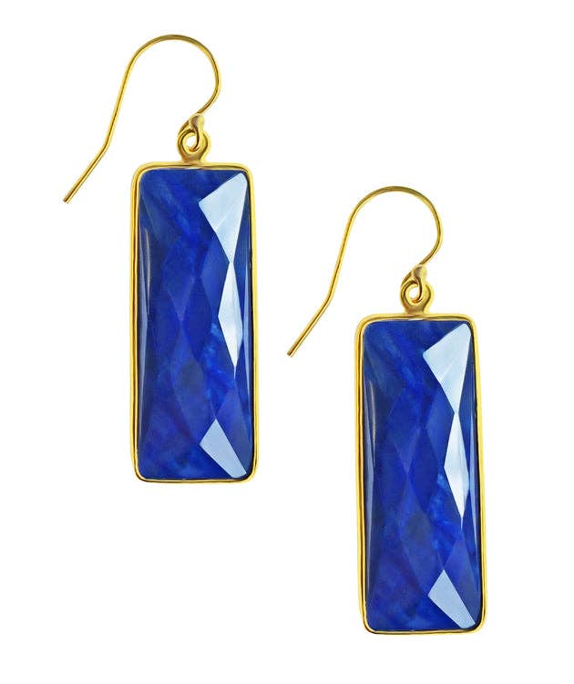 Rectangular Faceted Aqua Blue Chalcedony